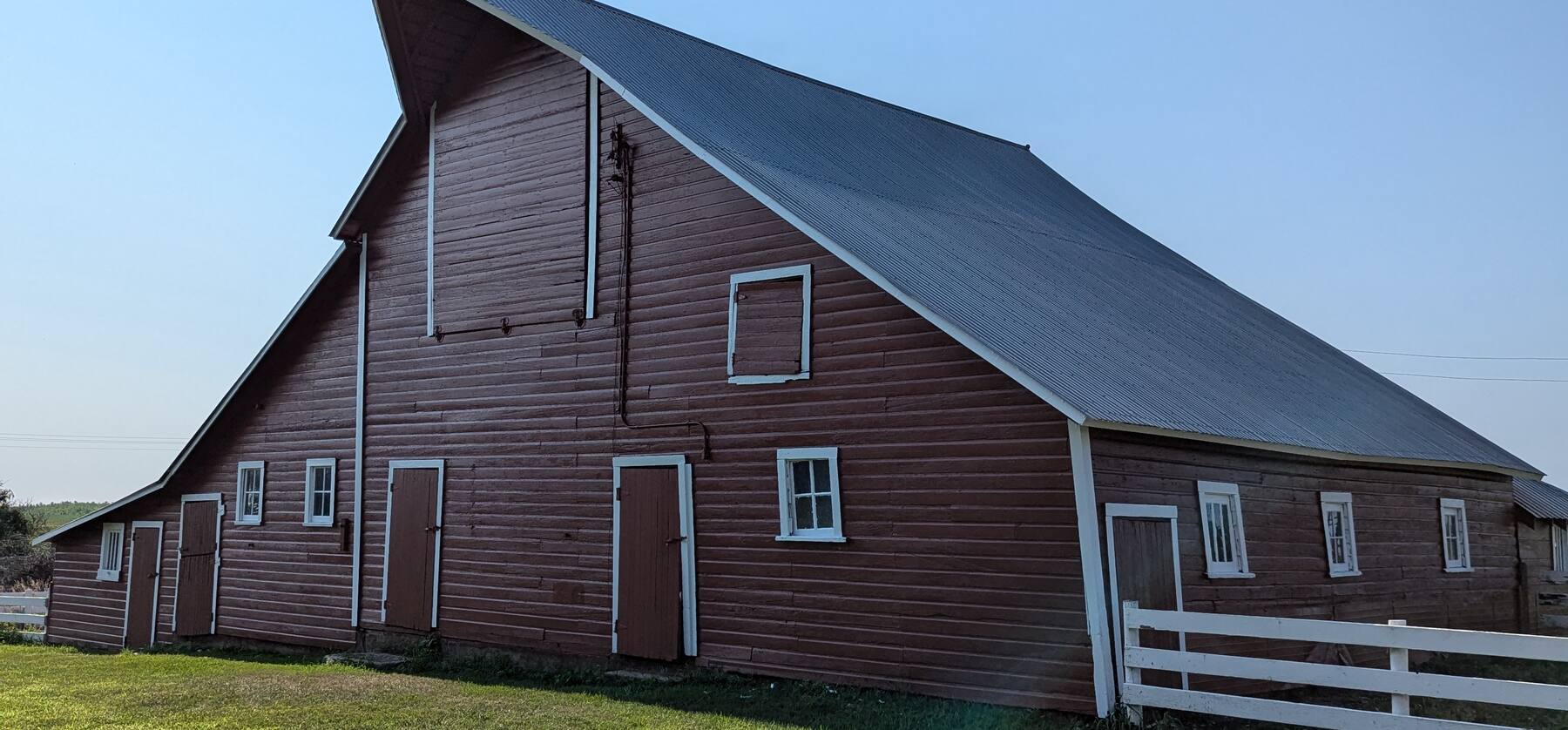 large red barn repainted with white trim